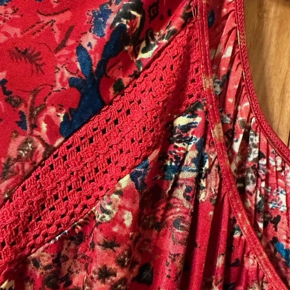 Free People Red Silky Top Size L - Picture 4 of 9